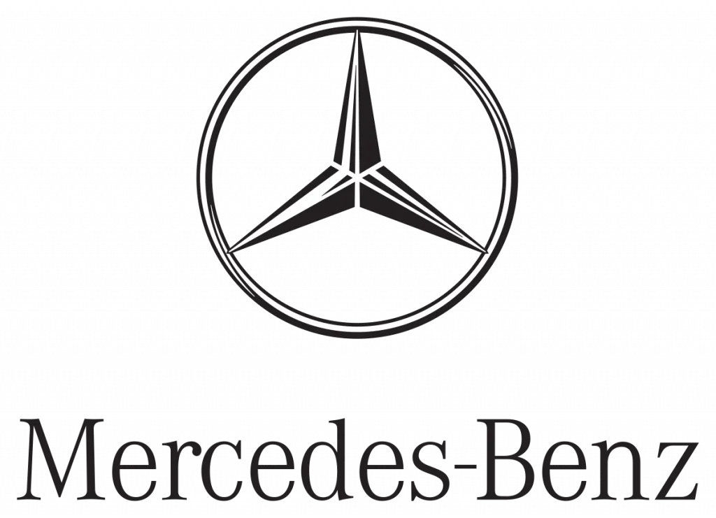 Mercedes-Benz logo featured on LaVision GmbH website, representing collaboration in automotive technology and sensor testing.