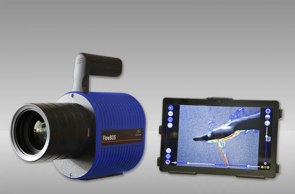 LaVision FlowBOS camera visualizing and measuring gas and air flows in research and industrial applications