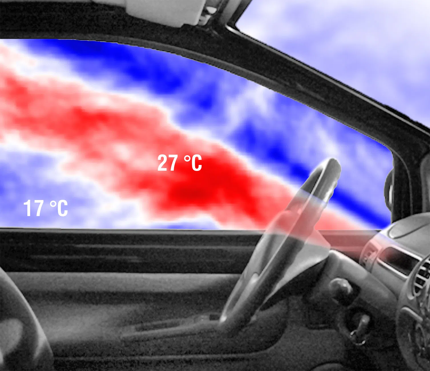 Thermal flow visualization inside a car using BOS system