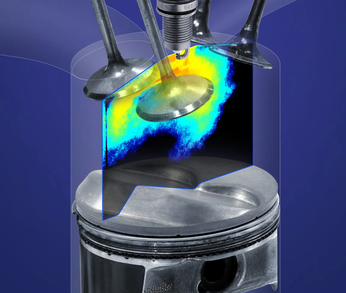 LaVision Quality Control Software capturing combustion chamber with Laser-Induced Fluorescence (LIF) for inspection