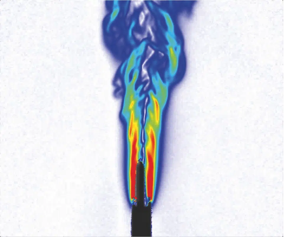 Thermal airflow visualization showing gas flow in heating and cooling systems