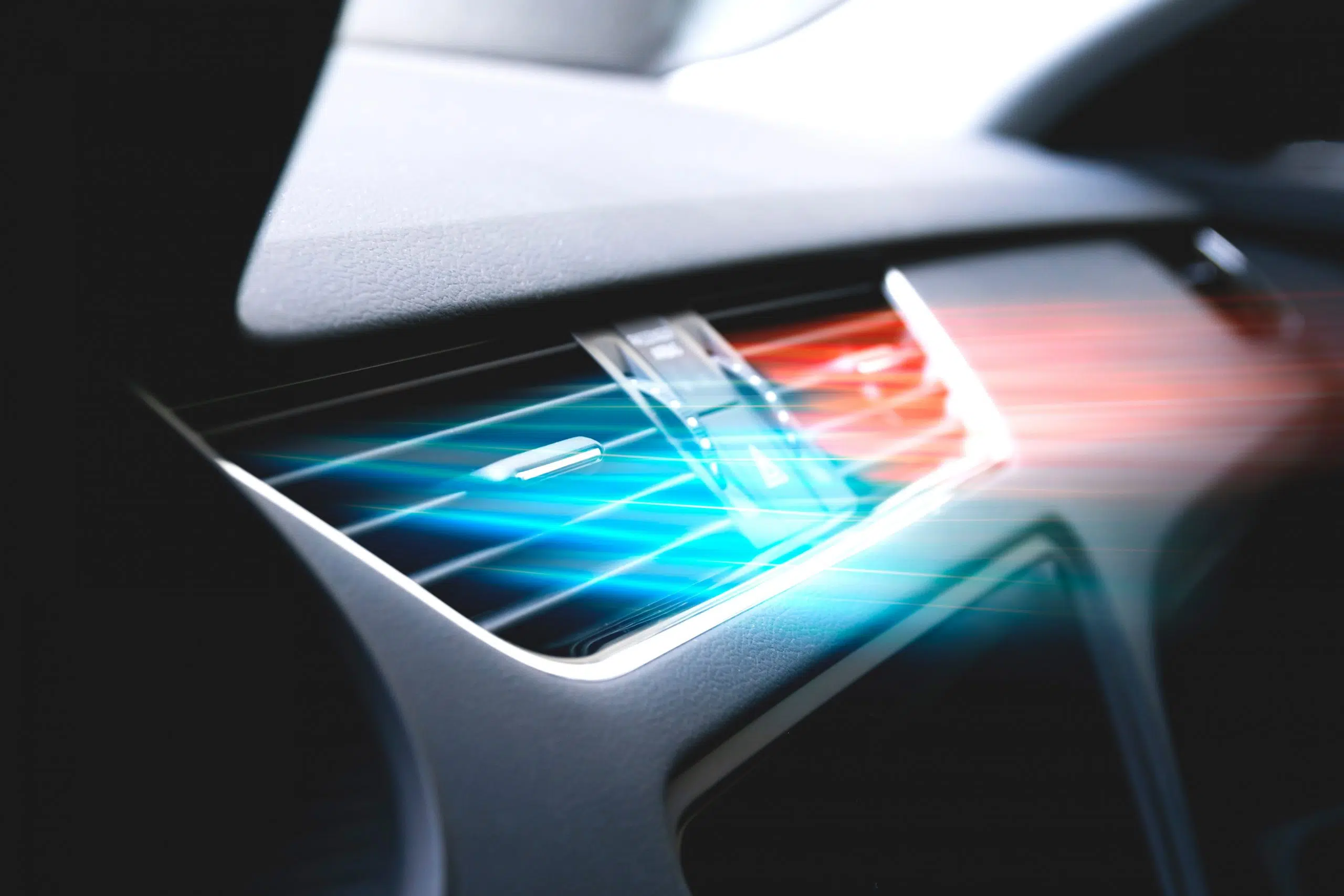 Thermal flow visualization of dual-zone car air conditioning in action
