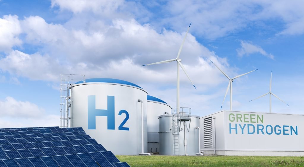 Green hydrogen factory concept producing hydrogen from renewable energy sources
