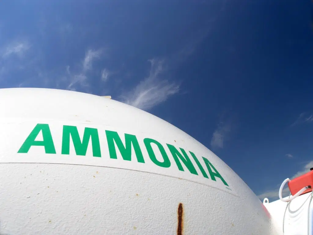 Ammonia storage tank in the Midwest USA for fertilizer production