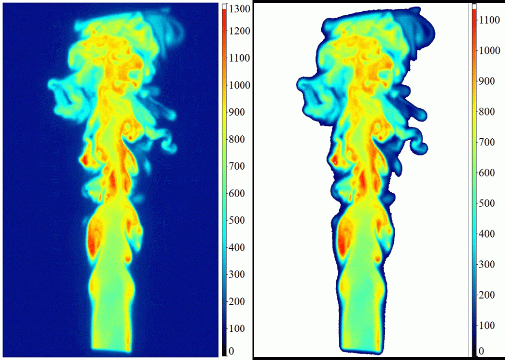 Pre-processing of hydrogen flame visualization using LaVision optical measurement technology