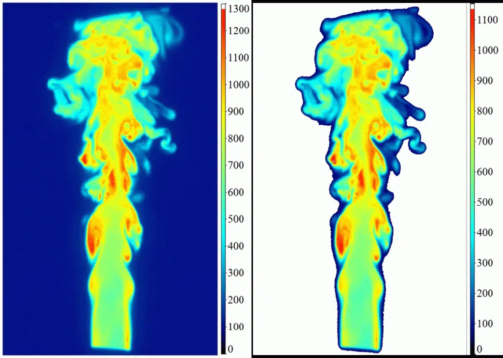 Pre-processing of hydrogen flame visualization using LaVision optical measurement technology