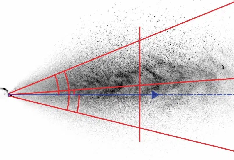 Axial fuel spray captured using LaVision Inspex system for optical spray analysis