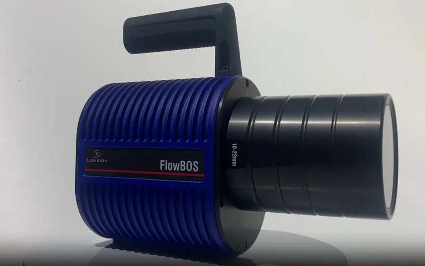 LaVision FlowBOS system for gas and airflow visualization with advanced optical measurement technology.