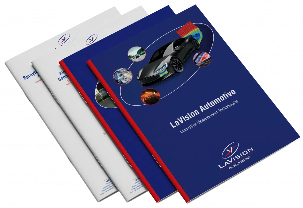 LaVision Automotive Brochure showcasing optical measurement systems and flow visualization solutions for vehicle testing and earodynamics