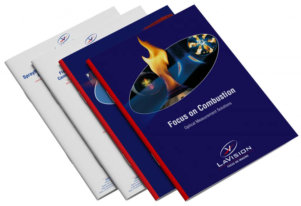 LaVision combustion brochure featuring optical measurement solutions for combustion diagnostics and engine research