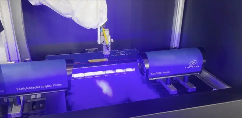 ParticleMaster Inspex system monitoring spray particles and coatings inline in industrial production